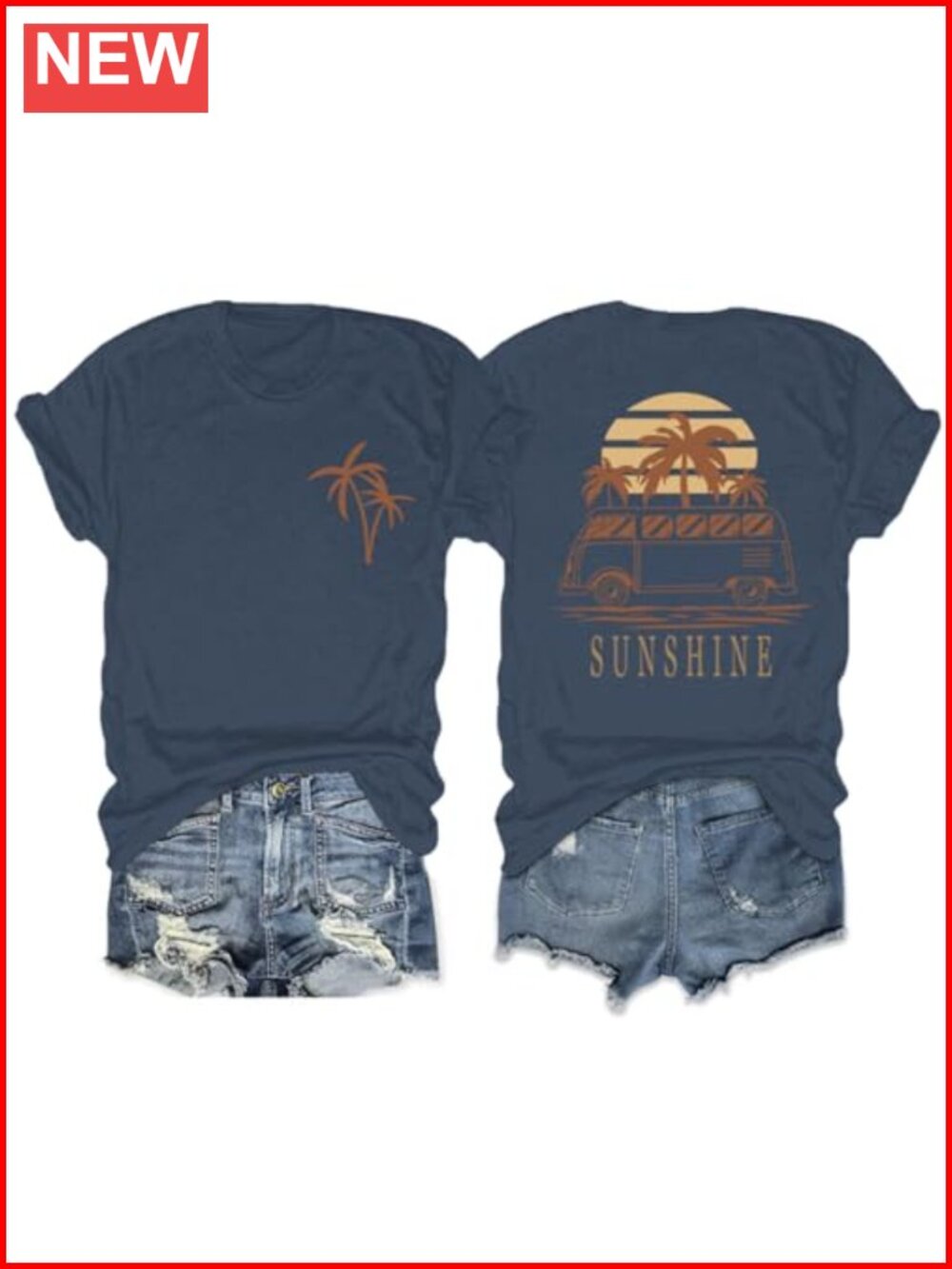 Cotton Blend Women's Tropical Graphic T-Shirt Short Sleeve Crew Neck Vacation
